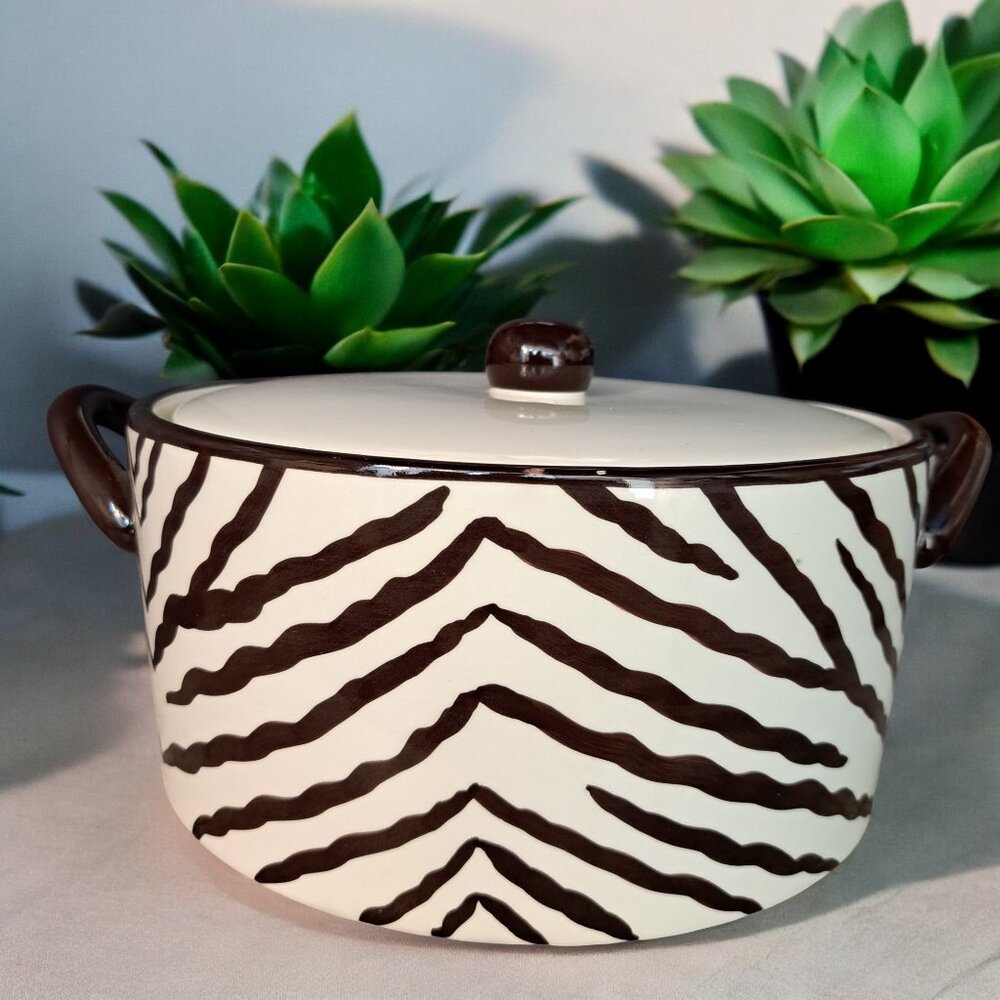 Daniel Cremieux Maison Expedition Zebra Earthenware Casserole With Lid